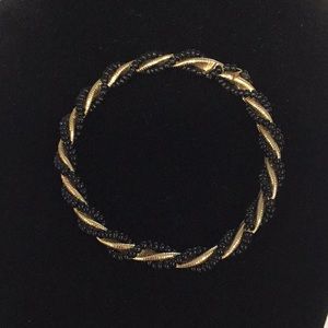 Vintage costume black beaded and gold bangle
